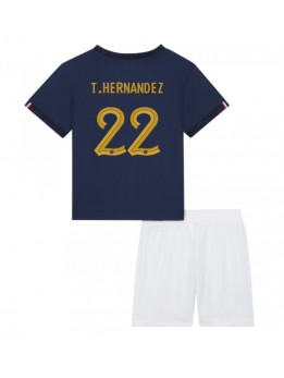 Frankrike Theo Hernandez #22 Replika Hemmakläder Barn VM 2022 Kortärmad (+ byxor)